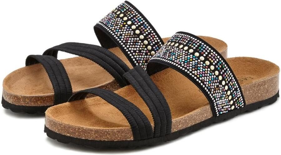 Lascana Slippers Mule sandaal open schoen zomerschoen Mule sandaal open schoen met kurkvoetbed en elastische riemen - Foto 5