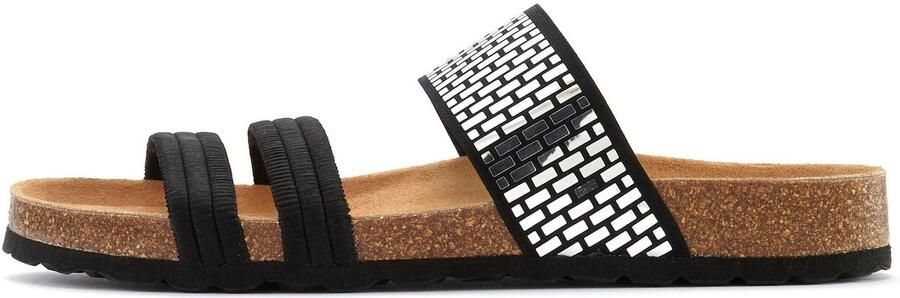 Lascana Slippers Mule Sandalen open schoen met comfortabel kurken voetbed van leer en elastische bandjes - Foto 6