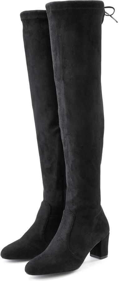 Lascana Overknee-laarzen Slouchy boots lange schacht laarzen instap laars zacht stretchmateriaal