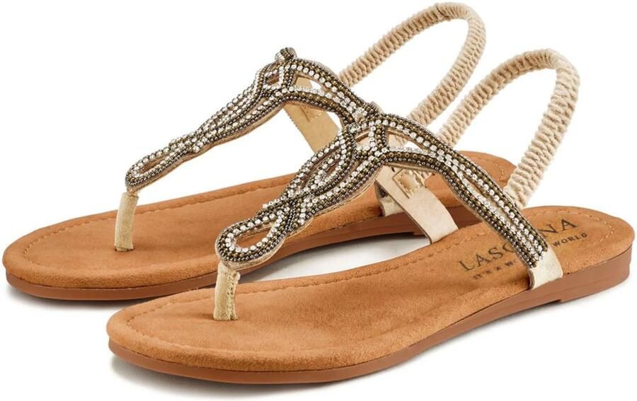 Lascana Teenslippers Sandaal pantoffel met sierstenen in glitter-look VEGAN - Foto 5