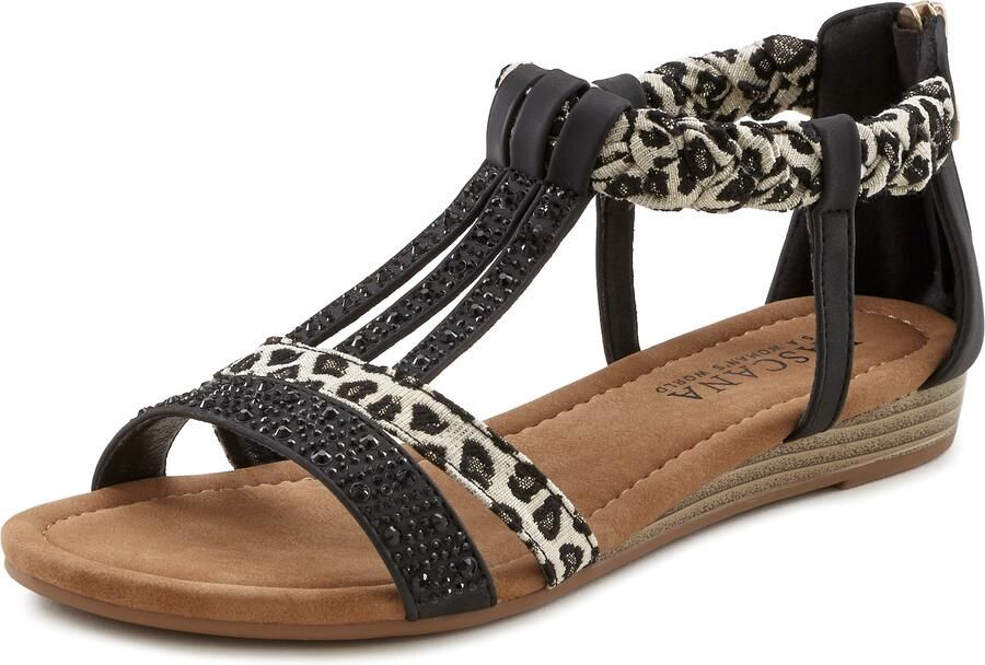 Lascana Sandalen Zomerschoen sandaal met versiering en kleine sleehak in festival-look vegan