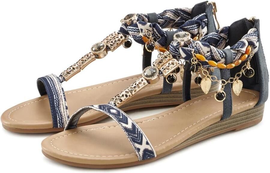 Lascana Sandalen Zomerschoen Sandalette zomerschoen kleine sleehak modieuze versiering VEGAN - Foto 5