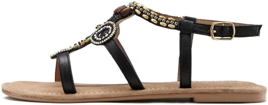 Lascana Sandalen Zomerschoen Sandalette zomerschoen van leer met steentjes in glinsterende look
