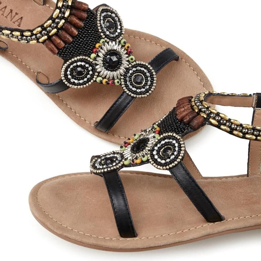 Lascana Sandalen Zomerschoen Sandalette zomerschoen van leer met steentjes in glinsterende look - Foto 2