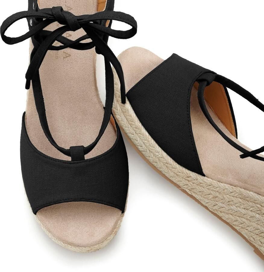 Lascana Sleehaksandaaltjes Zomerschoen Sandalette sandaal met sleehak bamboe-look & veters VEGAN - Foto 2