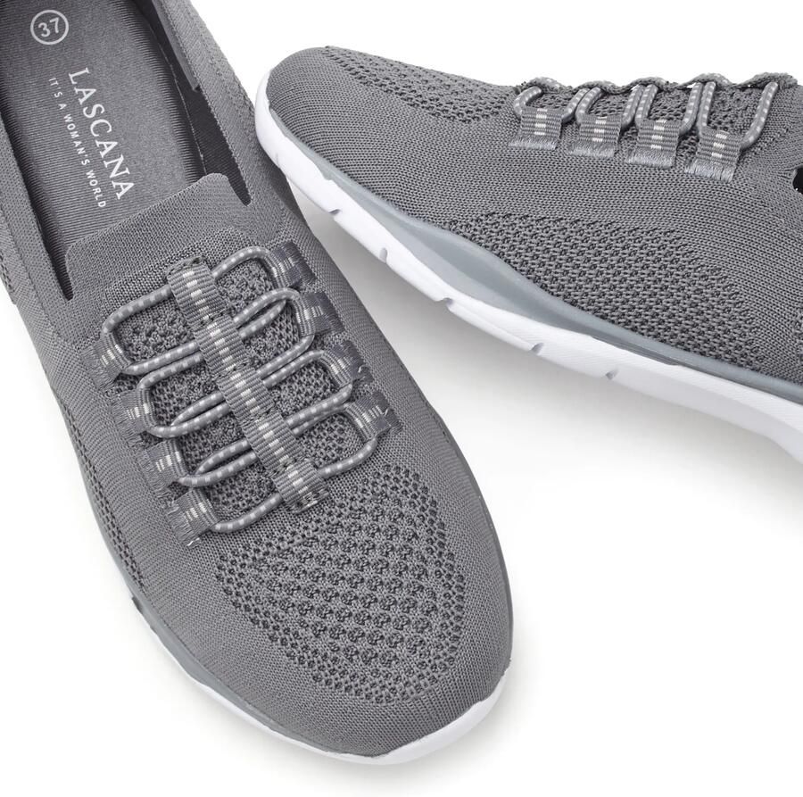 Lascana Sneakers Slipper halfschoen licht mesh materiaal om in te stappen met elastische veters vegan - Foto 2