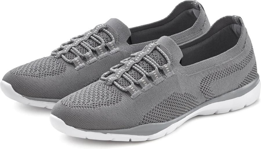 Lascana Sneakers Slipper halfschoen licht mesh materiaal om in te stappen met elastische veters vegan - Foto 4