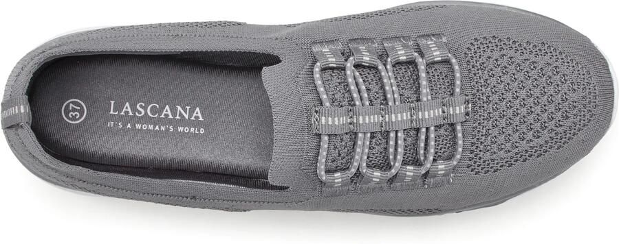 Lascana Sneakers Slipper halfschoen licht mesh materiaal om in te stappen met elastische veters vegan - Foto 5