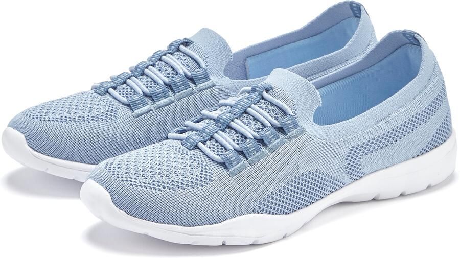 Lascana Sneakers Slipper halfschoen licht mesh materiaal om in te stappen met elastische veters vegan - Foto 4