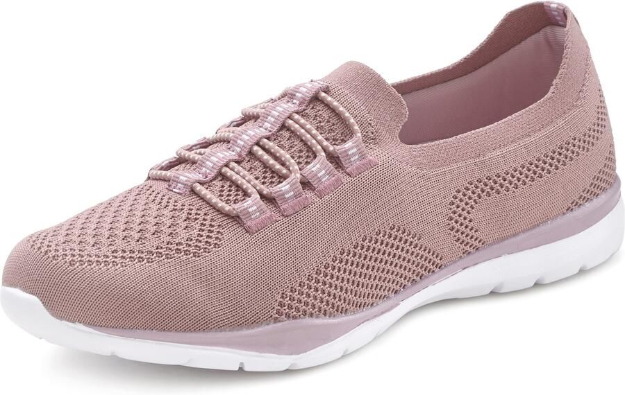 Lascana Sneakers Slipper halfschoen licht mesh materiaal om in te stappen met elastische veters vegan