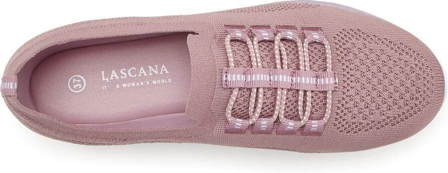 Lascana Sneakers Slipper halfschoen licht mesh materiaal om in te stappen met elastische veters vegan - Foto 4