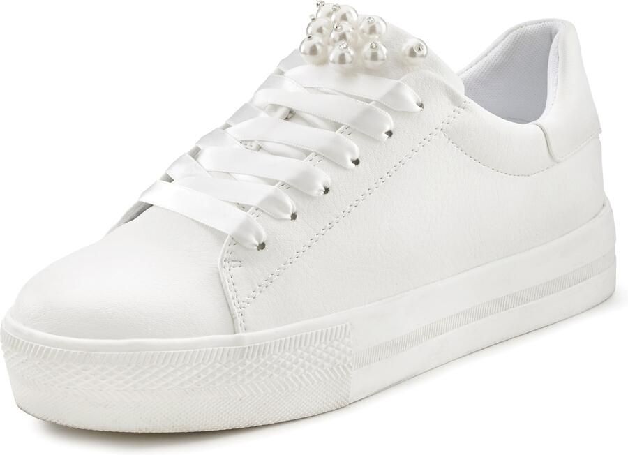 Lascana Sneakers met parels veterschoenen vrijetijdsschoenen vegan