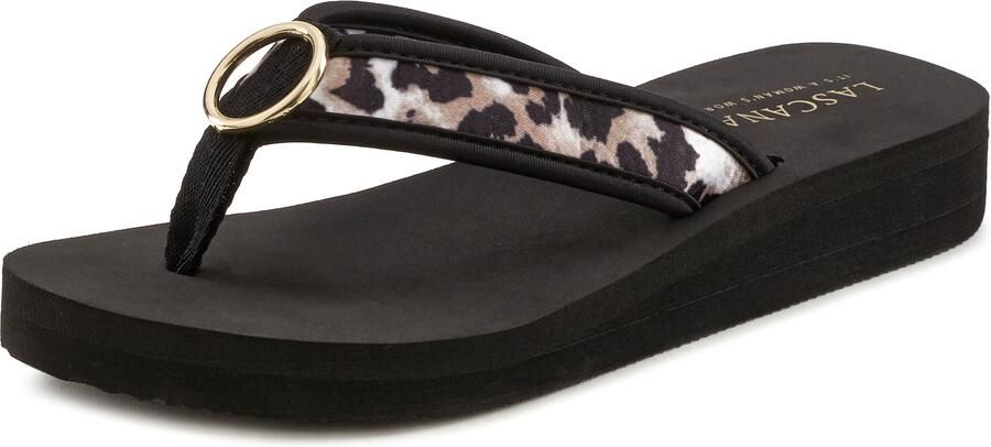 Lascana Badslippers Sandaal pantoffel Teenslipper badschoen met ringapplicatie "Italy" VEGAN