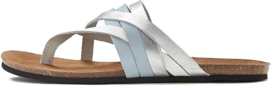 Lascana Teenslippers Sandaal pantoletten van leer met kurken voetbed