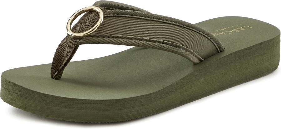 Lascana Badslippers Sandaal pantoffel Teenslipper badschoen met ringapplicatie "Italy" VEGAN