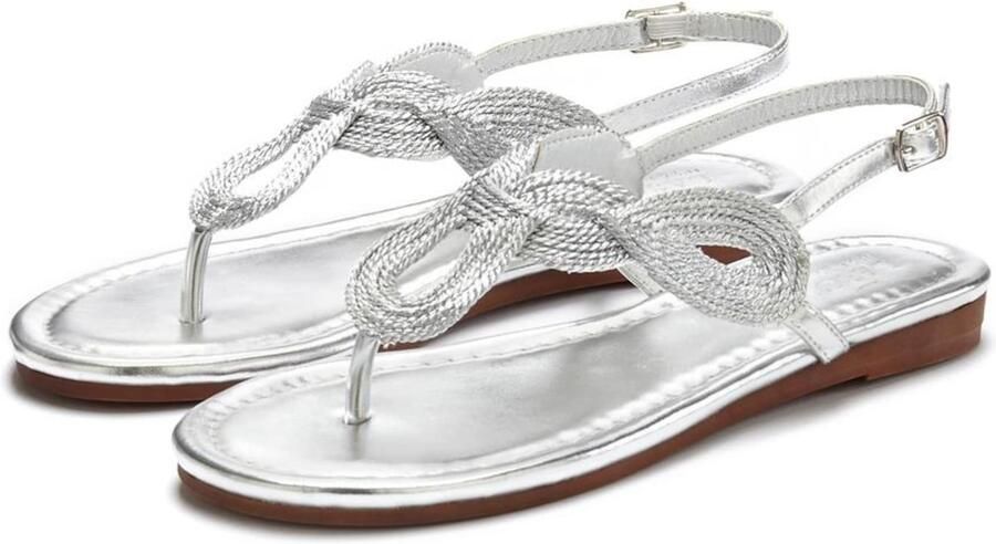 Lascana Teenslippers Sandaal pantoletten in metallic-look VEGAN - Foto 4