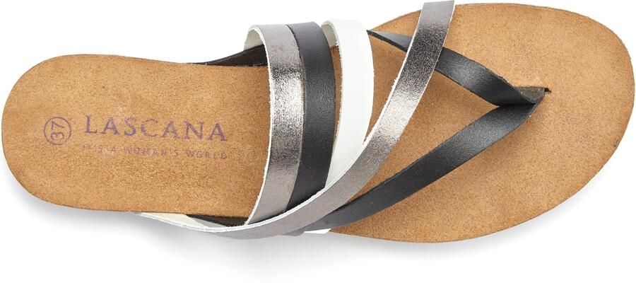 Lascana Teenslippers Sandaal pantoletten van leer met kurken voetbed - Foto 6