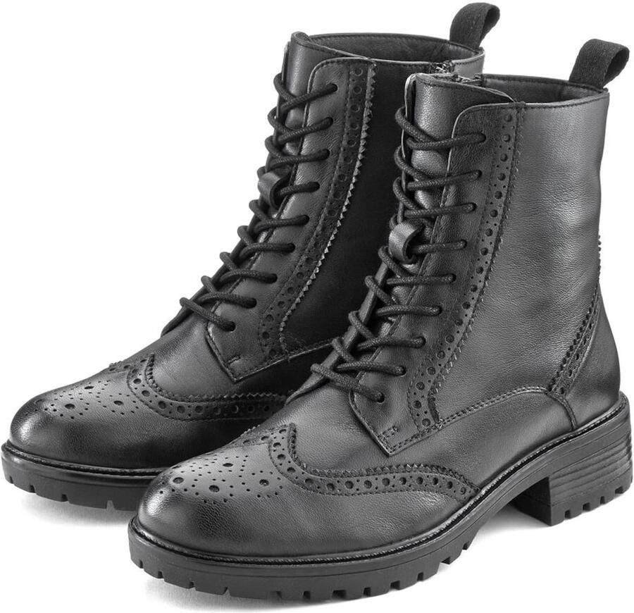 Lascana Veterschoenen Veterschoen enkellaarsjes leer veters en rits - Foto 2