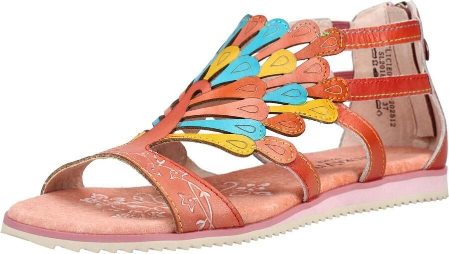 Laura Vita Sandalen met riem turquoise geel zalm roze