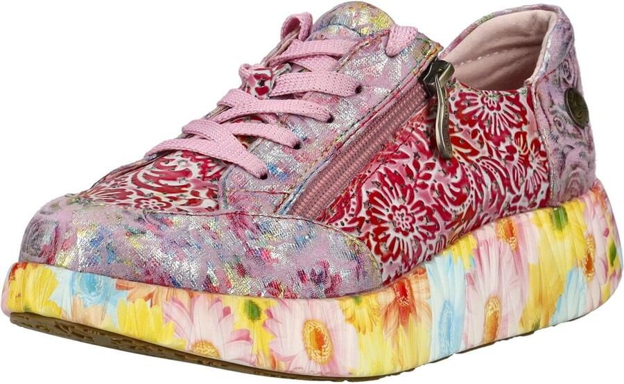 Laura Vita Sneakers laag blauw magenta rood wit