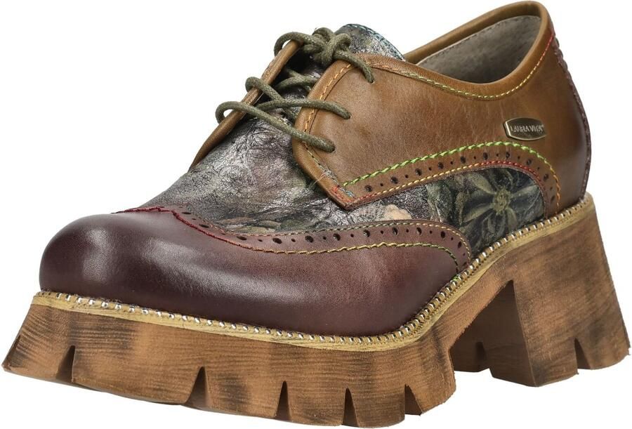 Laura Vita Veterschoen chocoladebruin gemengde kleuren