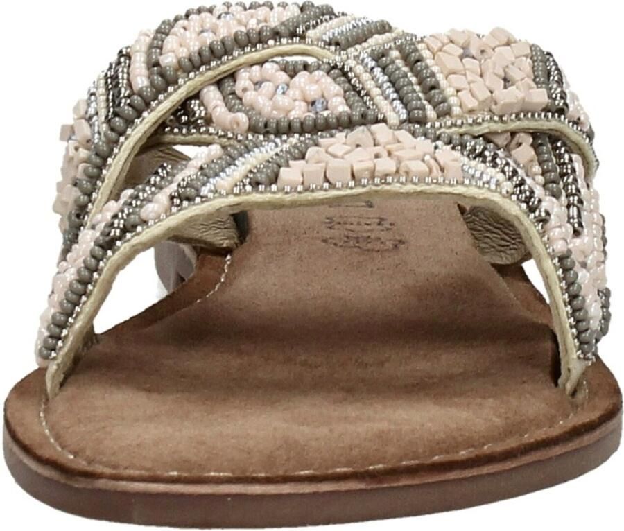 Lazamani Beige Zomer Slipper met Kralenbanden Beige Dames - Foto 4