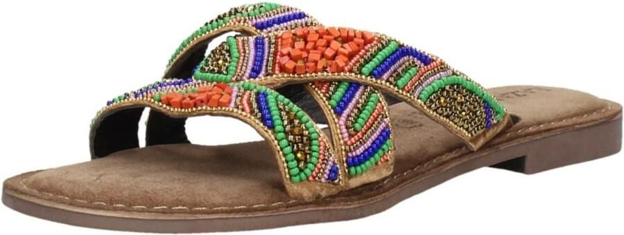 Lazamani slippers met kraaltjes oranje multi - Foto 5