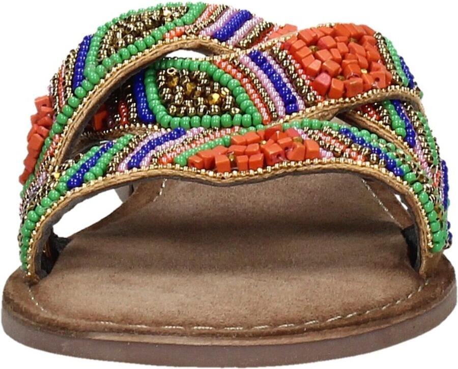 Lazamani slippers met kraaltjes oranje multi - Foto 3