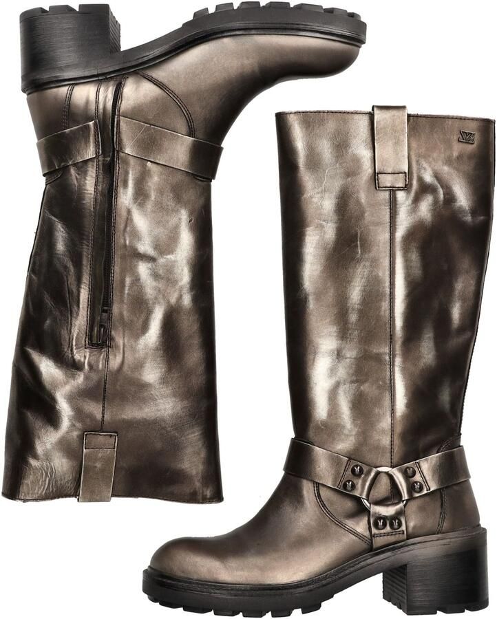 Lazamani Salome Dames Biker Boots Leer Pewter - Foto 4