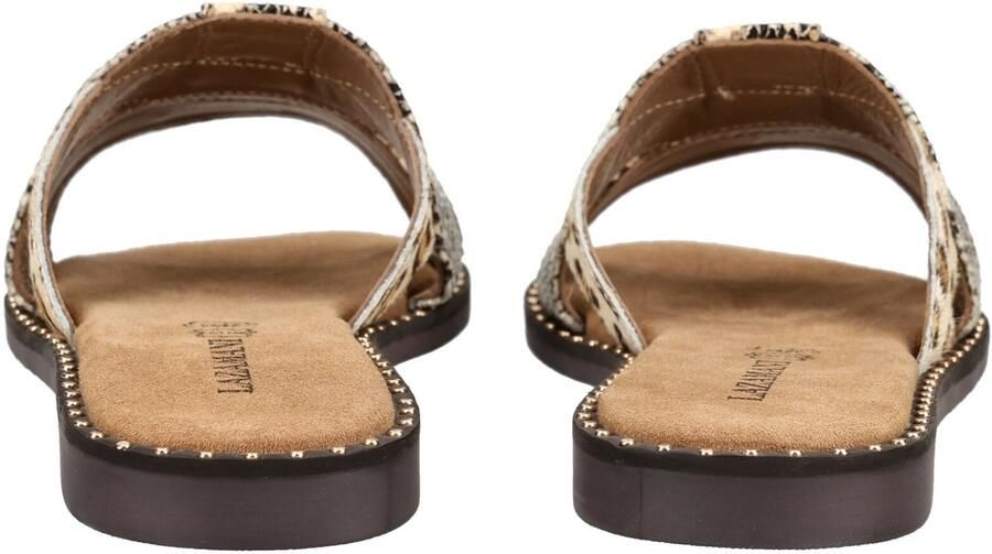 Lazamani Suze leren slippers met dierenprint en panterprint beige zwart - Foto 4
