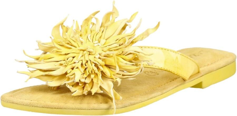 Lazamani leren teenslippers met 3d applicatie geel - Foto 5
