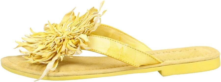 Lazamani leren teenslippers met 3d applicatie geel - Foto 9