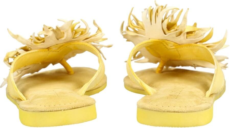 Lazamani leren teenslippers met 3d applicatie geel - Foto 6