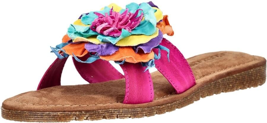 Lazamani Zinnia Dames Slippers Leer Fuxia