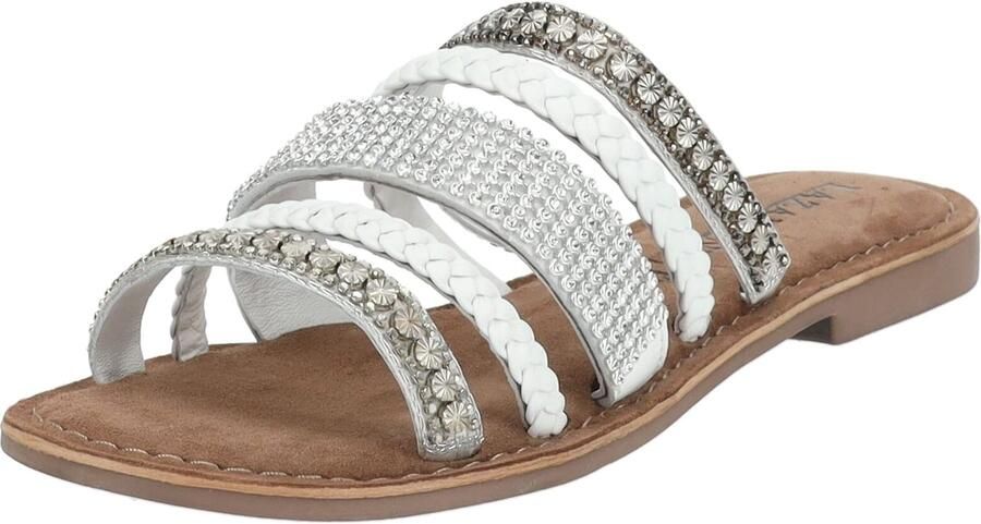 Lazamani Dames Slippers Leer 75.879 White