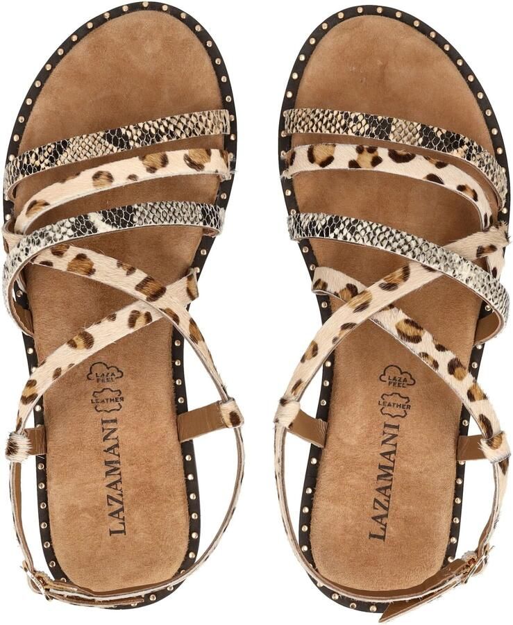 LAZAMANI Sandalen met riem beige bruin zwart wit - Foto 2