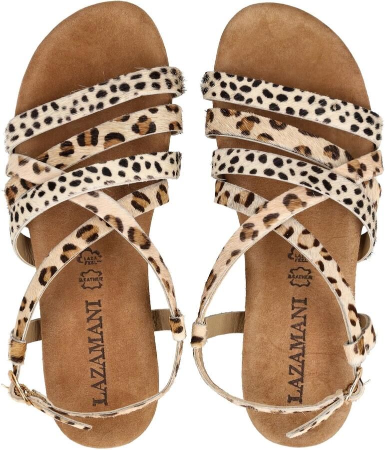Lazamani Zuza sandalen met panterprint beige zwart - Foto 5