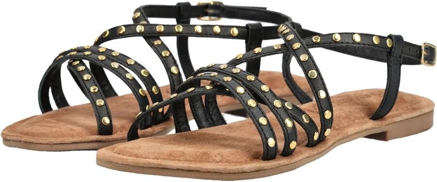 Lazamani Tova leren sandalen met studs zwart - Foto 8
