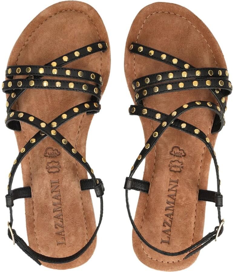 Lazamani Tova leren sandalen met studs zwart - Foto 3