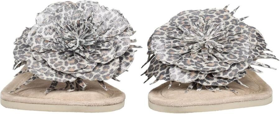 Lazamani Nomi Dames Teenslippers Suede Silver Leopard - Foto 5