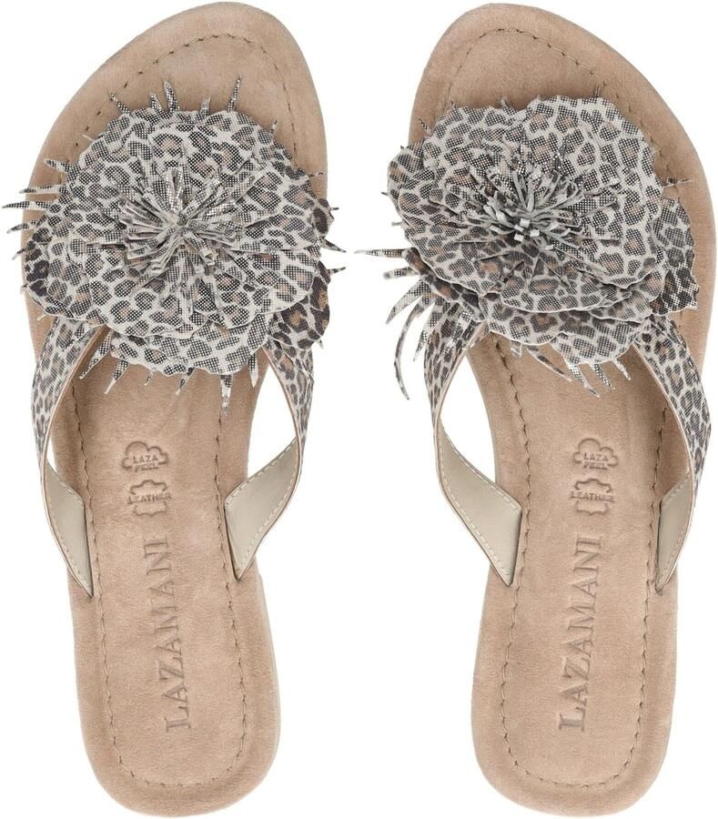 Lazamani Nomi Dames Teenslippers Suede Silver Leopard - Foto 3