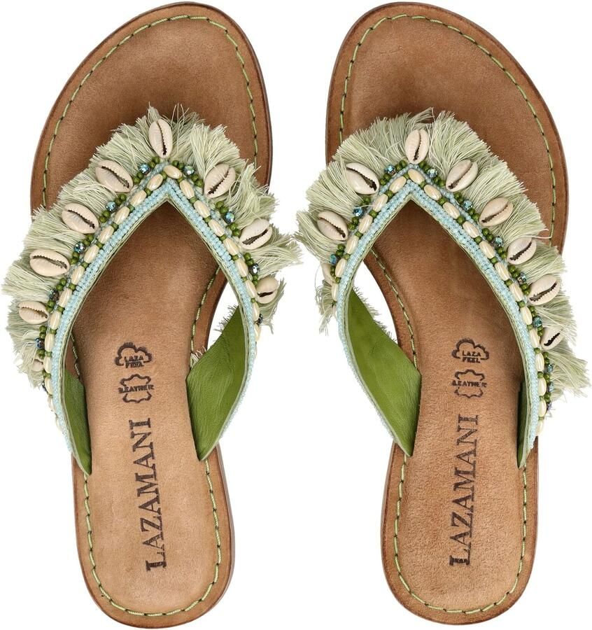 Lazamani Annika Dames Slippers Textiel Groen - Foto 4