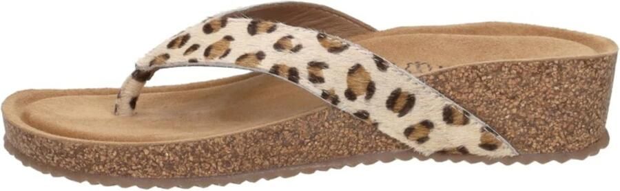 Lazamani Leia teenslippers met sleehak en panterprint beige zwart - Foto 2