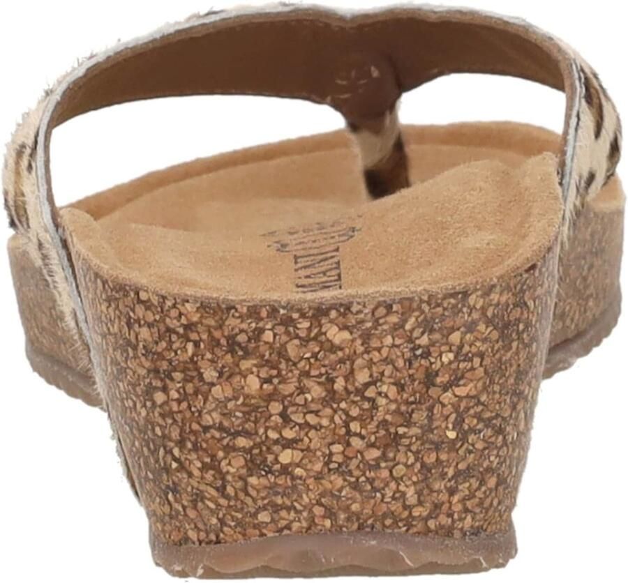 Lazamani Leia teenslippers met sleehak en panterprint beige zwart - Foto 4