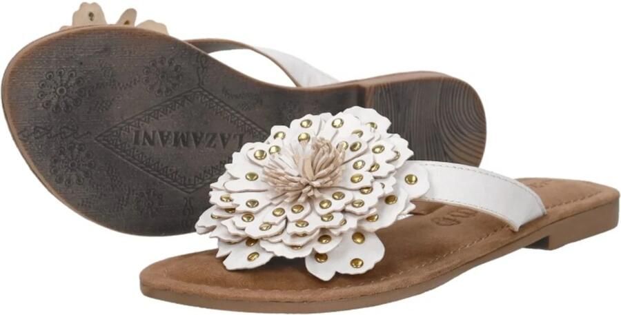 Lazamani Kira Dames Teenslippers Leer White - Foto 4