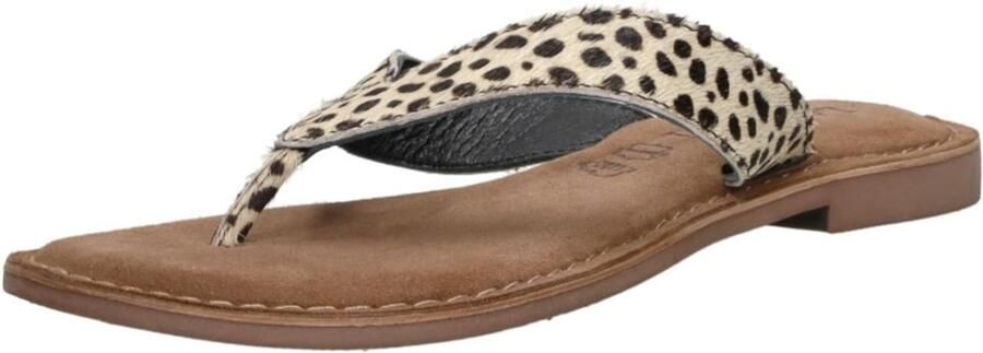 Lazamani 75.481 leren teenslippers met dierenprint ecru zwart - Foto 5