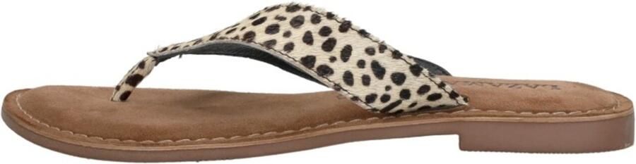 Lazamani 75.481 leren teenslippers met dierenprint ecru zwart - Foto 7