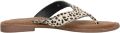 Lazamani 75.481 leren teenslippers met dierenprint ecru zwart - Beige