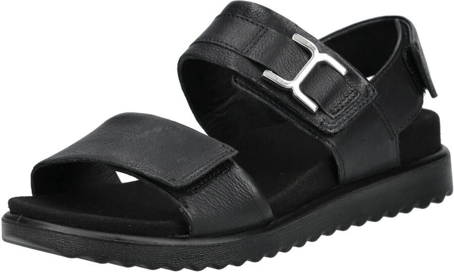 Dames Sandalen Zwart Leer Comfortabele Pasvorm