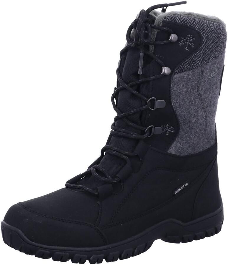 LICO Snowboots 'Stiefeletten Boot Damen 710161 7019 Leder-Mix in schwarz' zwart